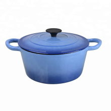 Ferro fundido do esmalte de 24cm que cozinha o cookware ajustado do potenciômetro com a caçarola dobro das orelhas